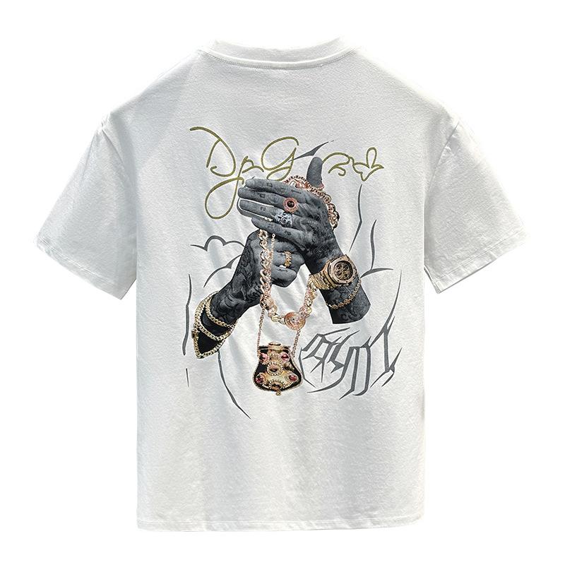 New Summer Men's Short-sleeved T-shirt Cotton American Printed Thin Short T-shirt Top