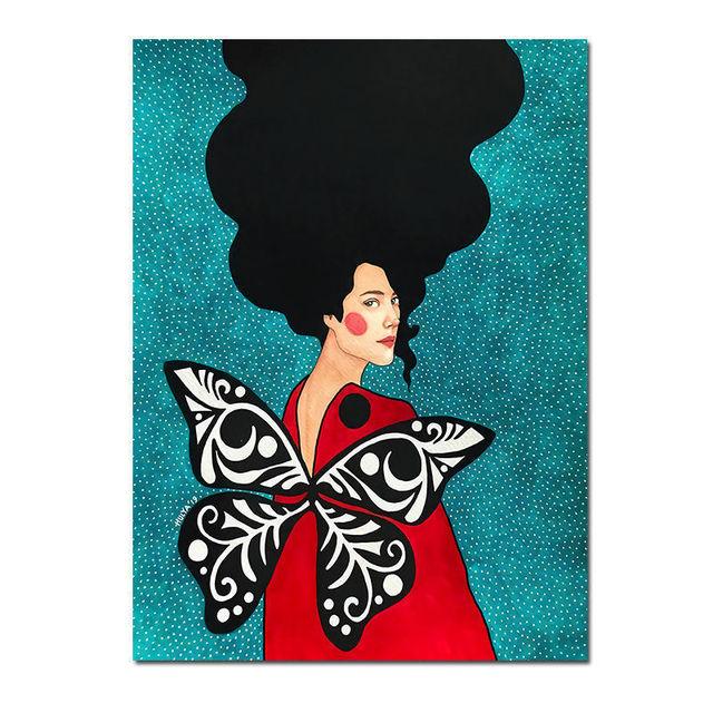 Nordic Abstrakte Mädchen Blume Vogel Leinwand Malerei Poster Drucke Vintage Wand Kunst Bild für Wohnzimmer Wohnkultur Cuadros Kein rahmen