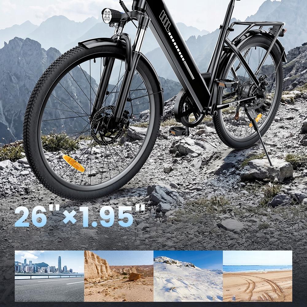 Electric Bicycles UcityS Rower Elektryczny Miejski 26'' 90km 5 Biegów Dla Dorosłych 120kg