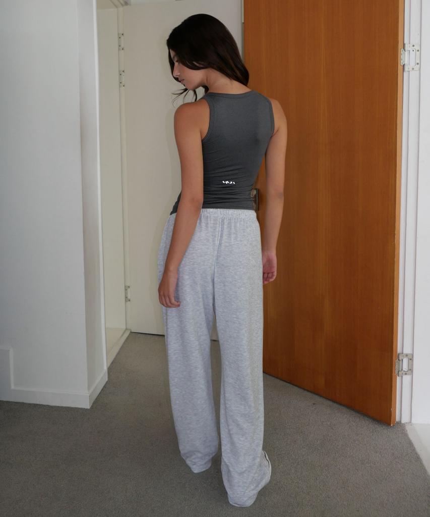 INJIACTIVE Ribbed Sweatpants Light Grey