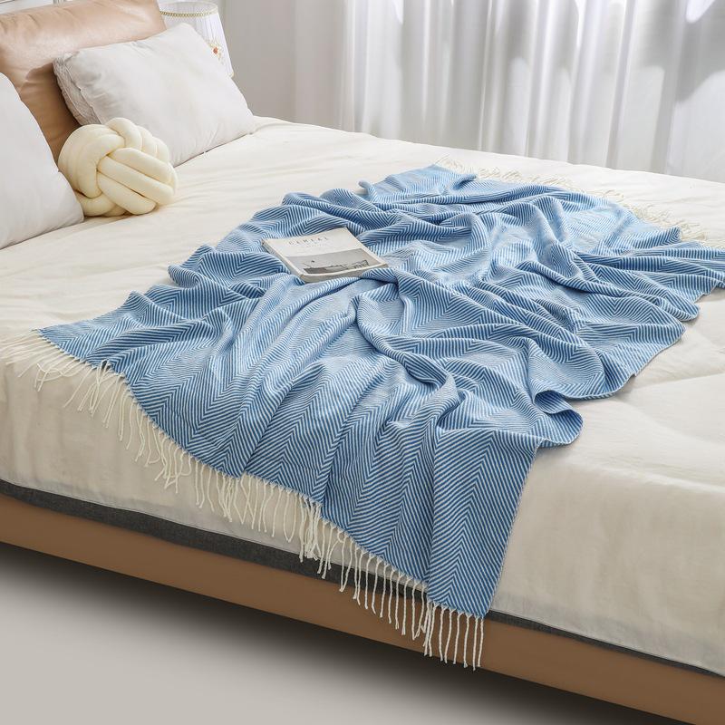 Multi-Purpose Woven Blanket: Sofa Throw, Bed Runner, Air Conditioning Shawl, Summer Cool Nap Blanket