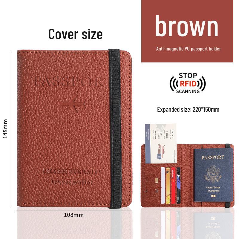 

Держатель для паспорта и документов из ПУ кожи с RFID-защитой и множеством слотов для карт Lychee Pattern Brown