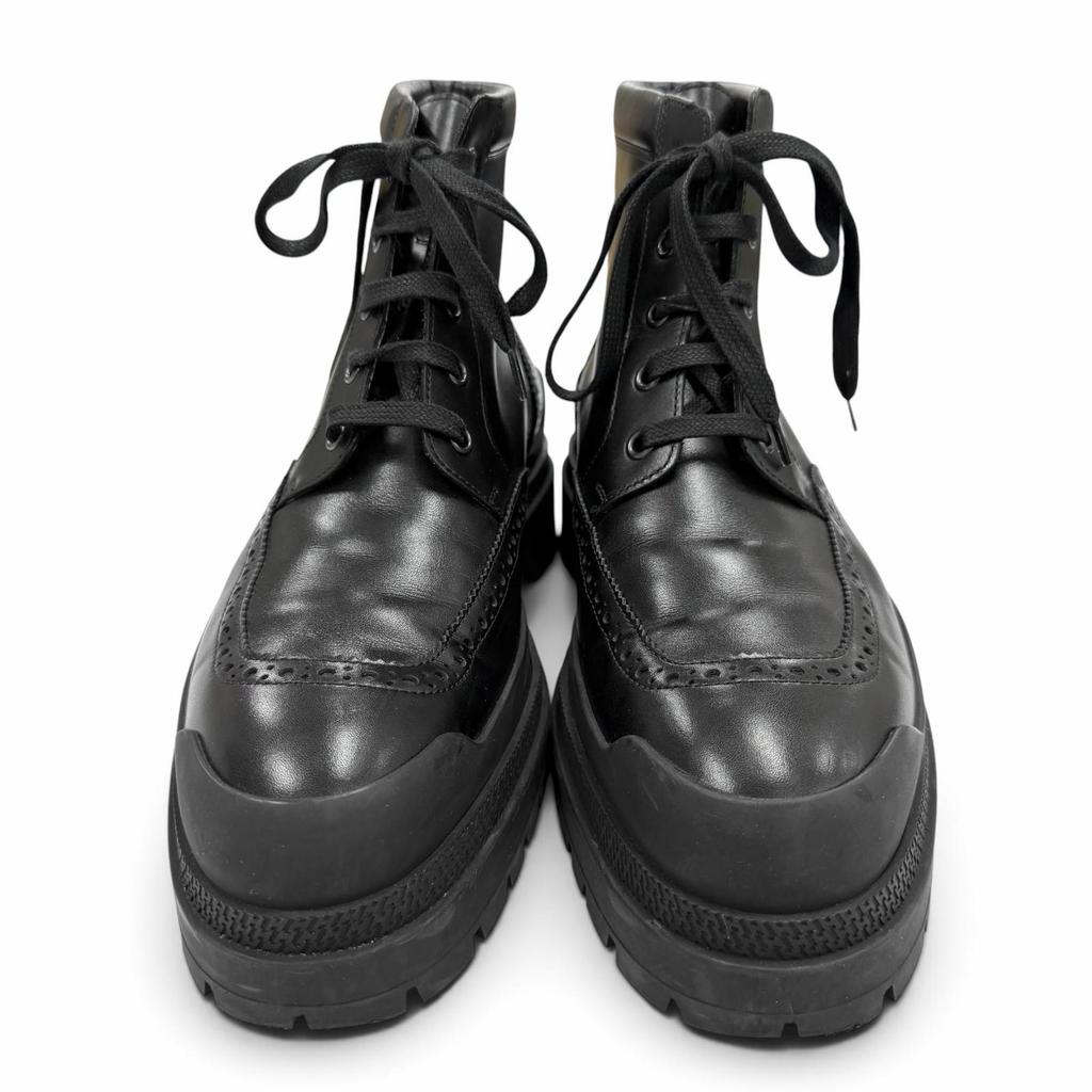 Great HERMES boots BOTTILLONS U-tip lace-up black leather mens 40 Used