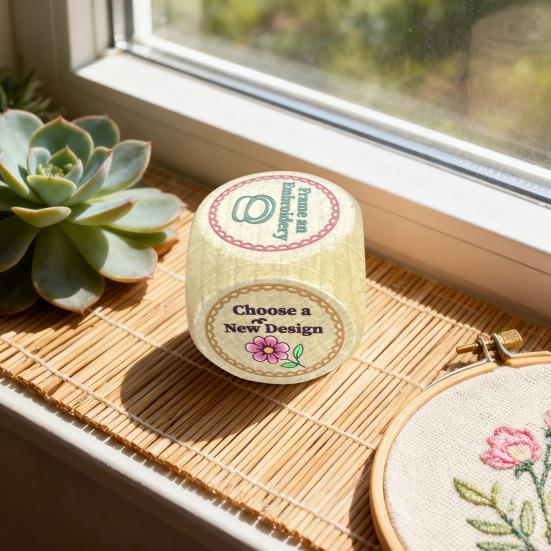 1/2/3/4Pcs Wooden Embroidery Dice with 6 Engraved Embroidery Tasks Solid Wood Embroidery Projects Decision Dice Embroidery Crafts Enthusiasts Gift