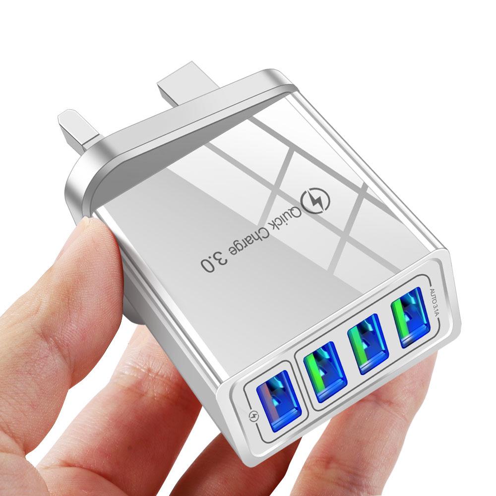 4-Port USB Fast Charger with QC3.0, 4.1A Smart Travel Adapter