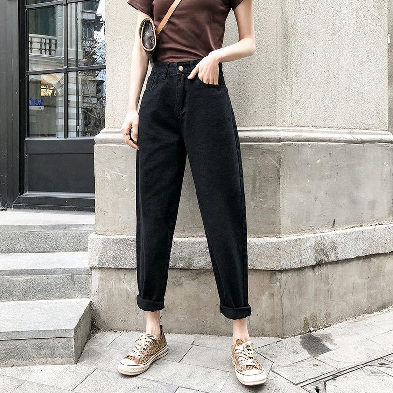 

394 Women s High Waist Slimming Wide Leg Harem Jeans – Autumn Winter Korean Style L