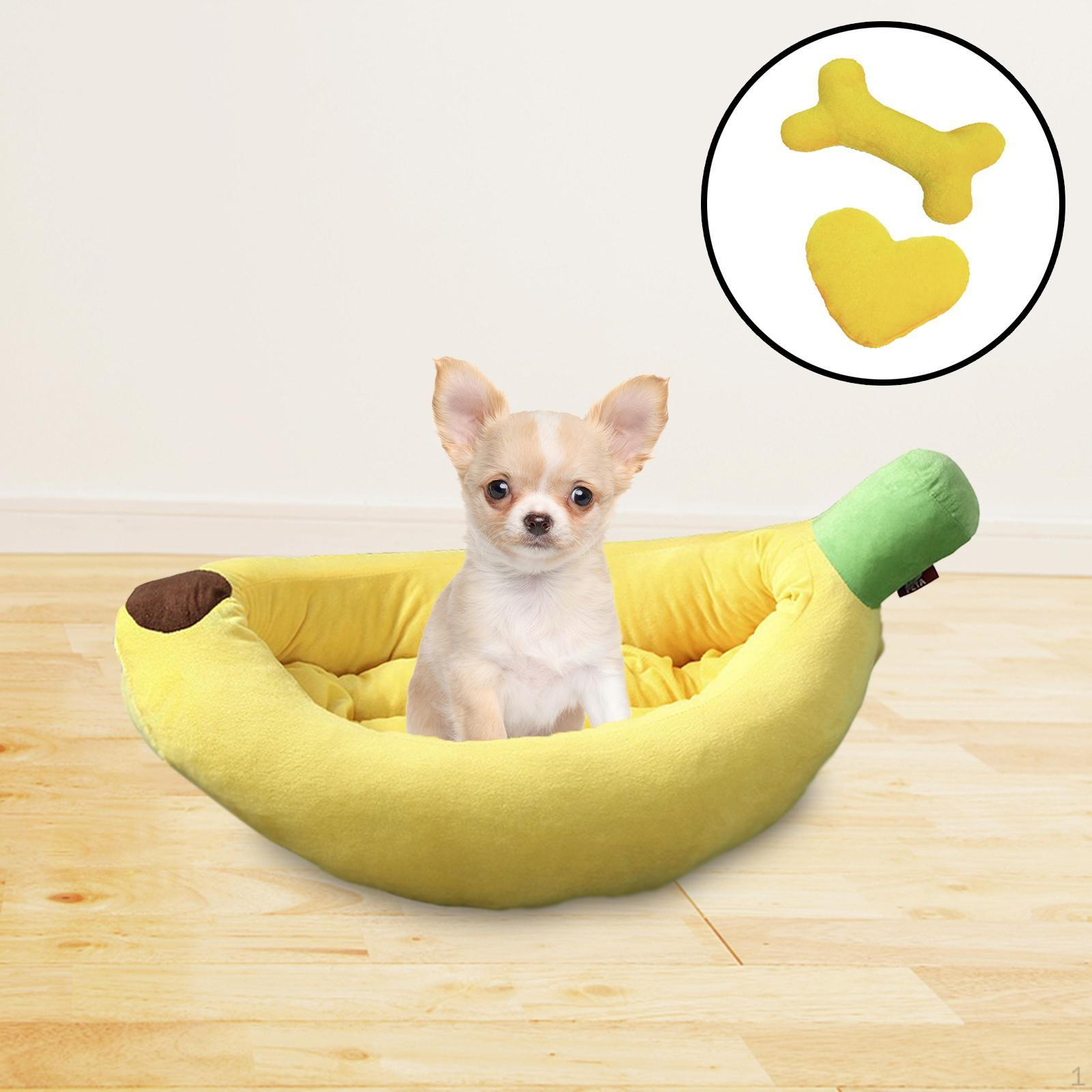 

Лежак для собак и кошек с бананом на все времена года, мягкий, удобный, моющийся, дышащий, плюшевый M