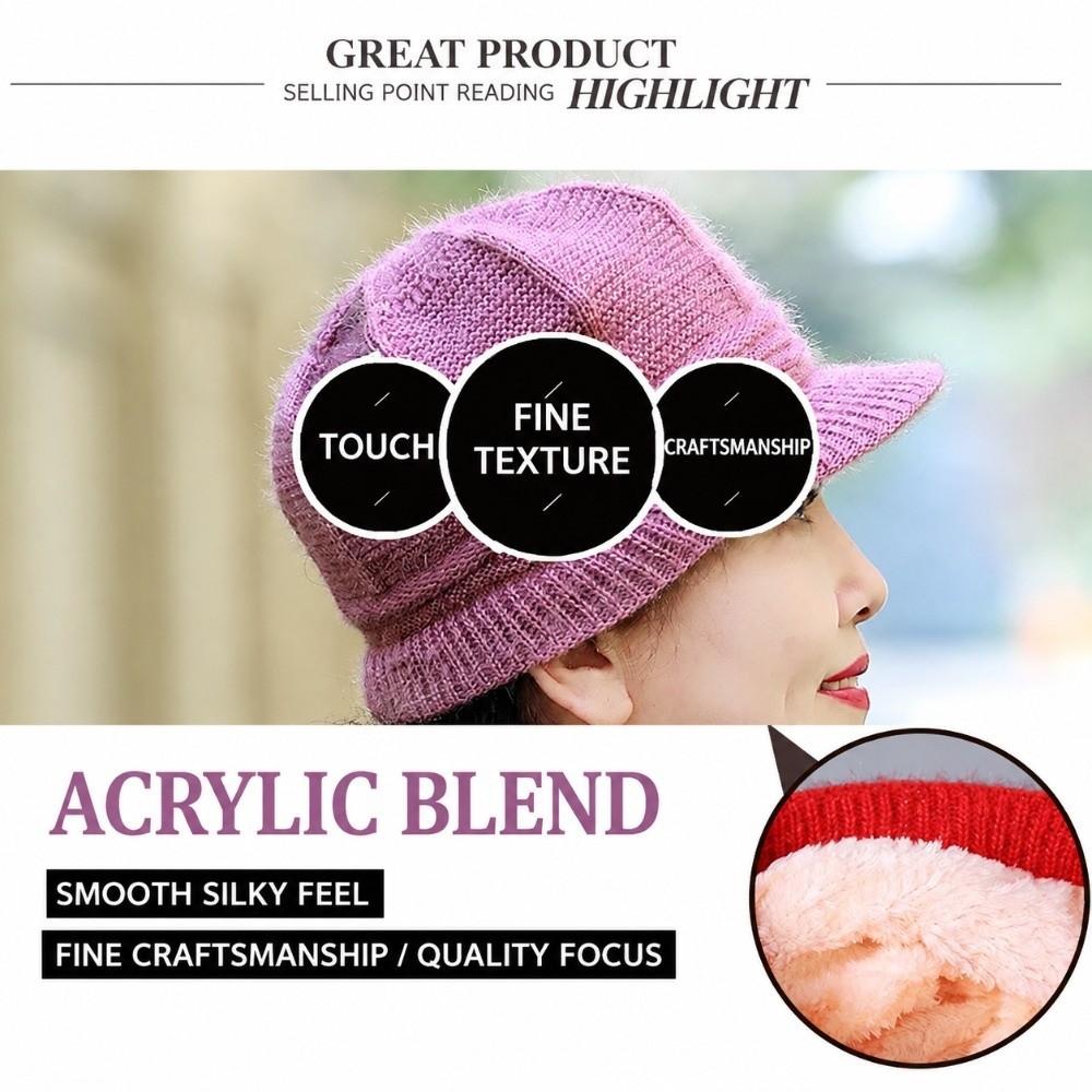 Fleece Lined Pumpkin Beret Hat Thickened Ear Protection Cap Comfortable Knitted Wool Hat Winter