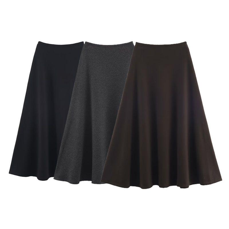 Za Export New Arrival Women's Clothing ZR Fashion Style Fashion Woolen Elastic Waist Big Hem Umbrella Skirt Long Skirt
