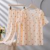 2026 Women's Plus Size Short-Sleeve Cloud Cotton Pajama Set: High-End Printed Homewear for Spring, Summer, Autumn