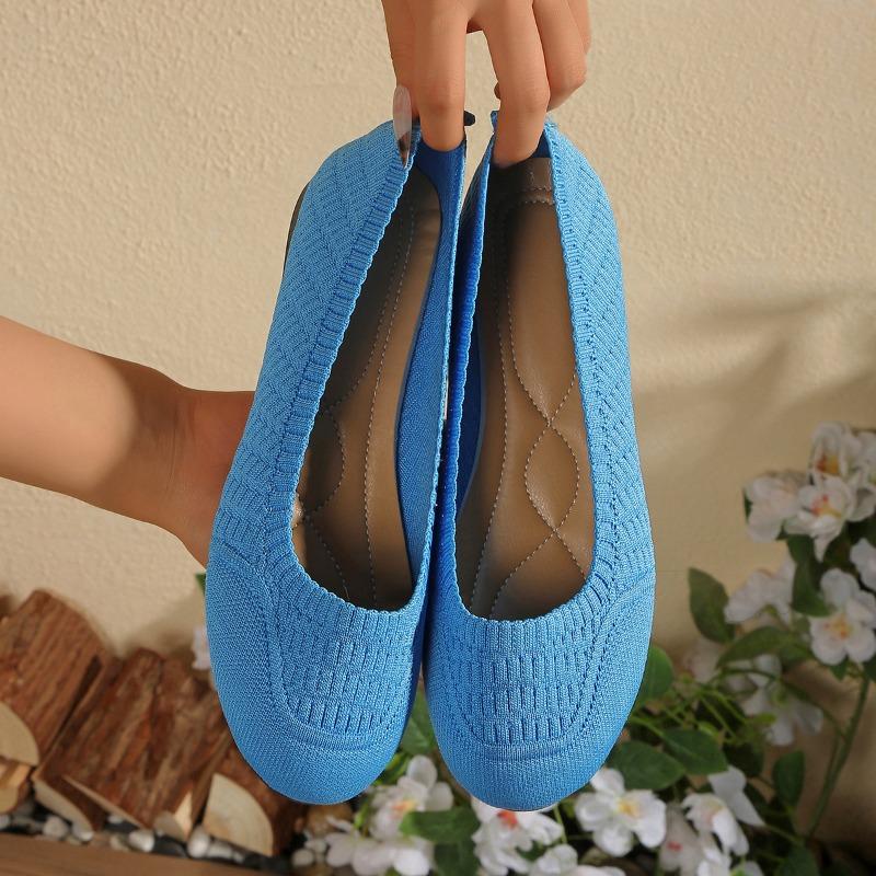 

Новые туфли-лодочки с круглым носком и плоской подошвой, женские, из летучего тканого материала, дышащие, на плоском каблуке, с мелким вырезом, рабочие 43