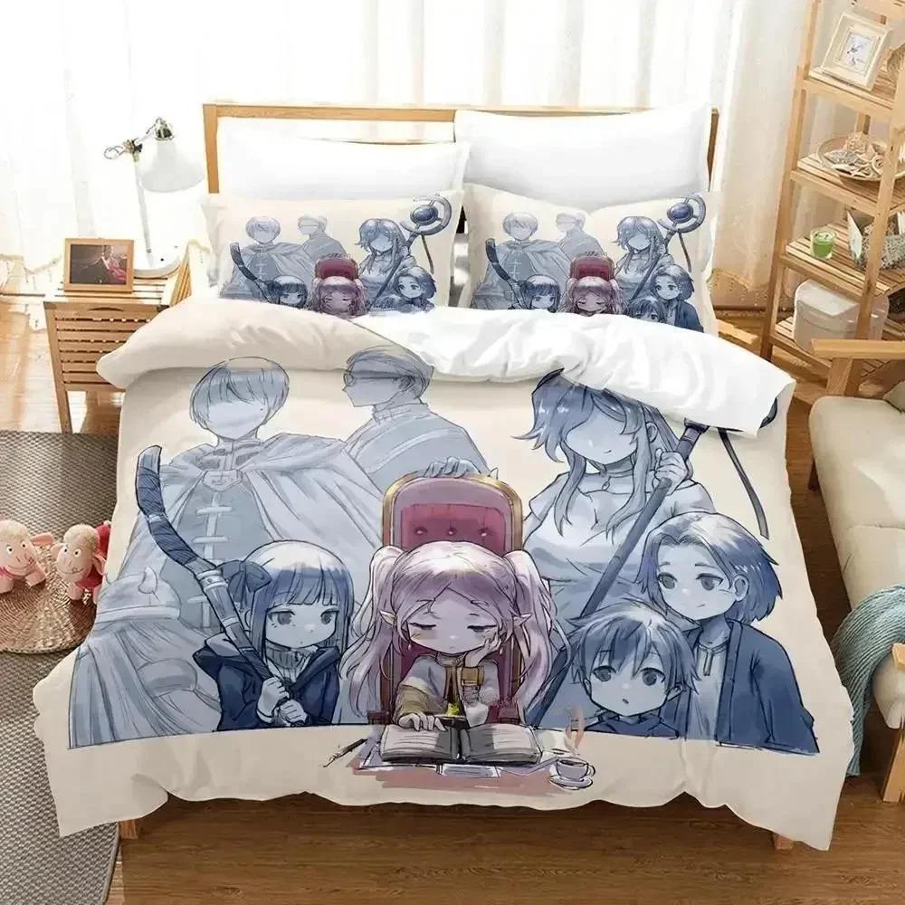 

New Frieren Bedding Set Single Twin Full Queen King Size Bed Set Adult Kid Bedroom Duvet cover Sets 3D Print Anime Bed Sheet Set 70x133cm 3pcs
