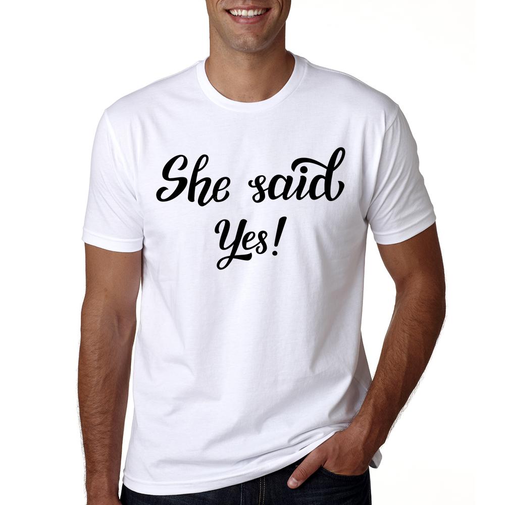 He Asked She Said Yes Printed Couple T Shirts For Lovers Casual Matching Couple