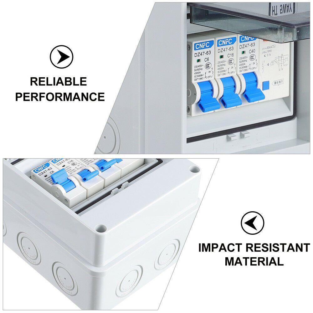 Waterproof for Electronics with RCD and 2x MCB Circuit Breaker Fuse Box Garage Consumer Unit 5 Way