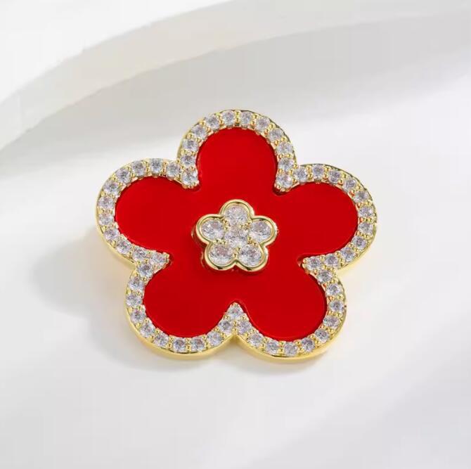 

Rhinestone Enamel Five-leaf Lower Brooch Women s Neutral Corsage Multi-color Optional Women s Fashion Badge Dress Jewelry Gifts