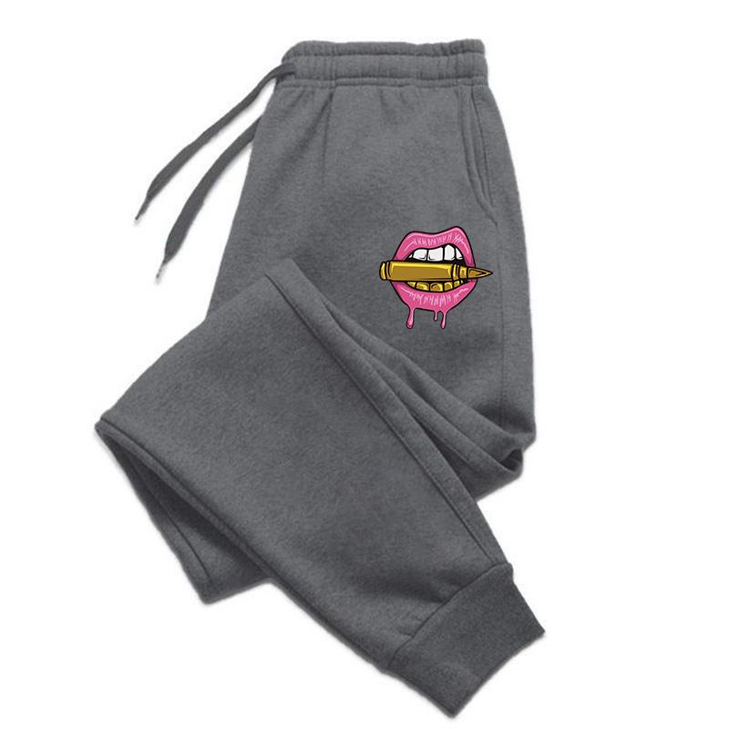 

Bite The Bullet With Your Mouth Pattern Trousers Autumn Fashion Long Pants Women Pocket Y2K Sweatpants Casual Street Joggers 3XL