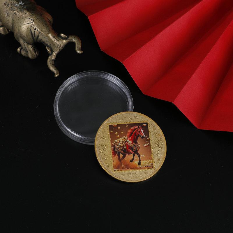 Coin Decoration 2026 Zodiac Horse Colored Commemorative Medal Year Of The Horse Birthday Small Gift Metal Crafts Event Souvenir