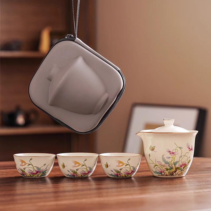 Porcelain Service Gaiwan Tea Cups Mug of Tea Ceremony Teapot Chinese Portable Kung Fu Travel Tea Set Ceramic Teacup with Filter