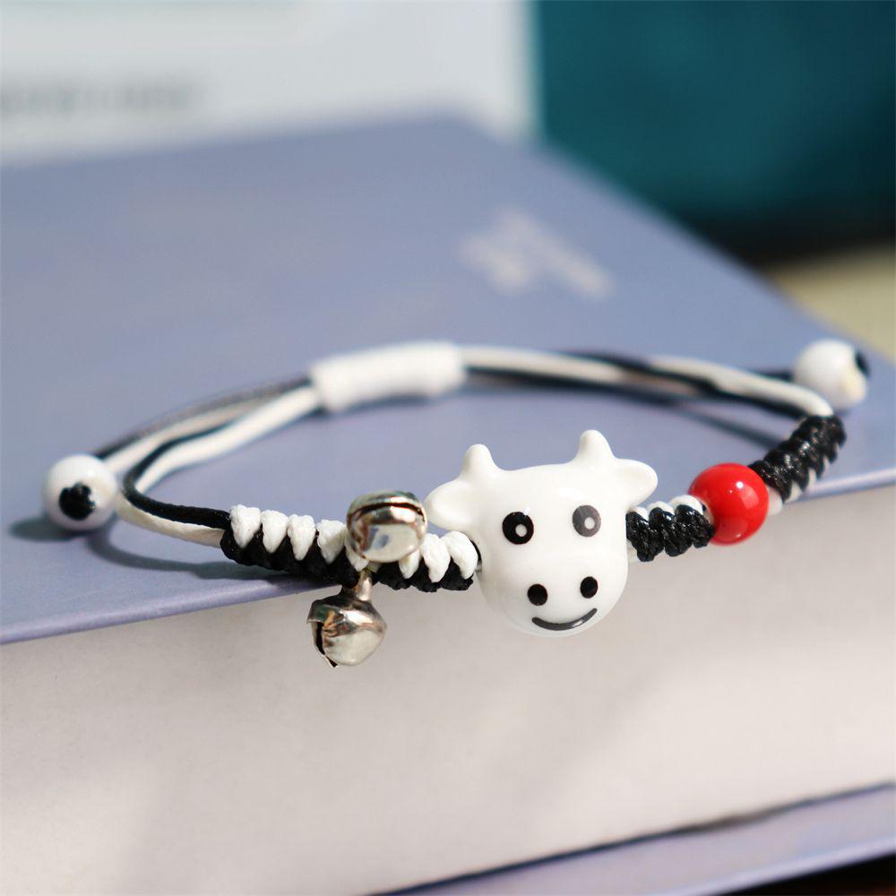Cute Cartoon Ceramic Jewelry: Fresh Woven Bestie Bracelet Design
