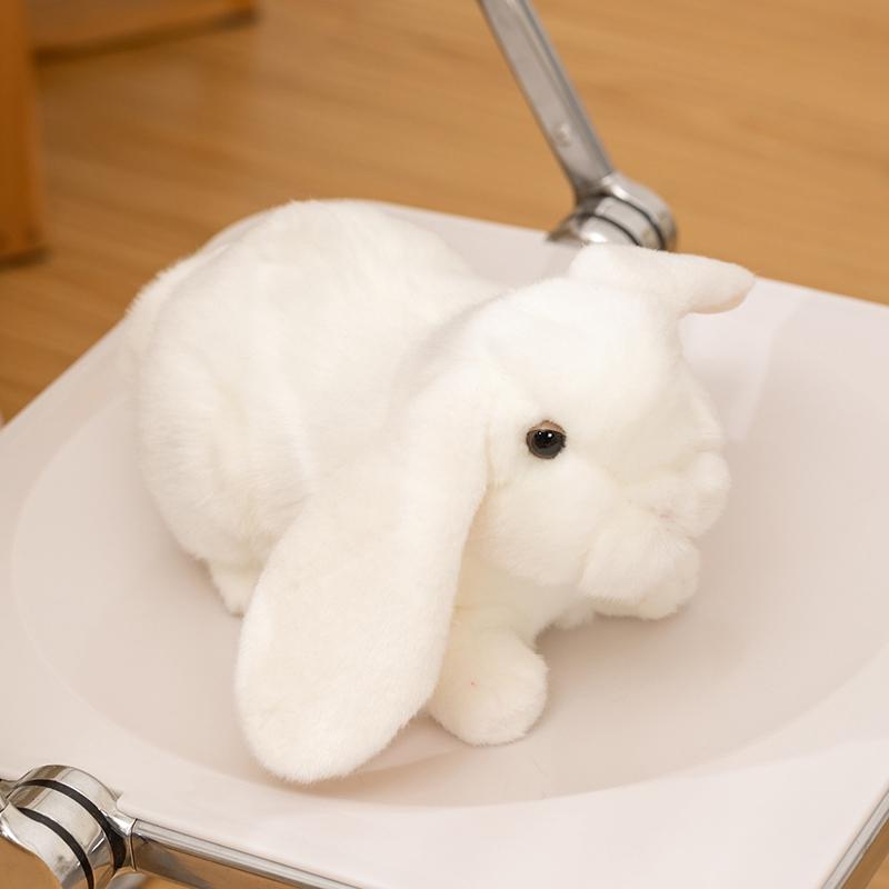sale 18CM Simulated White Rabbit Plush Toys Soft Stuffed Lifelike Animal Small Rabbit Toys Friendly Sleeping Companion Gift