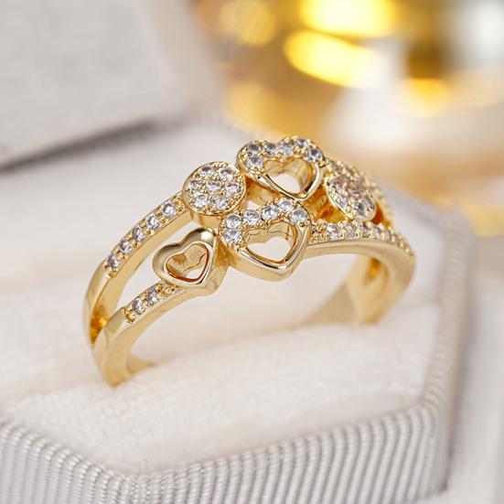 Yousheng Hollow Love Heart Ring Women Rhinestone Statement Ring Sparkling Engagement Promise Ring Wedding Band Valentine's Day Gift for Her