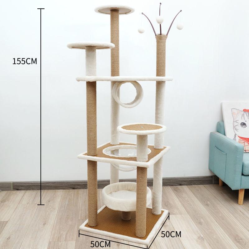 Solid Wood Cat Tree with Bed, Scratching Post, and Bubble Perch for Kittens
