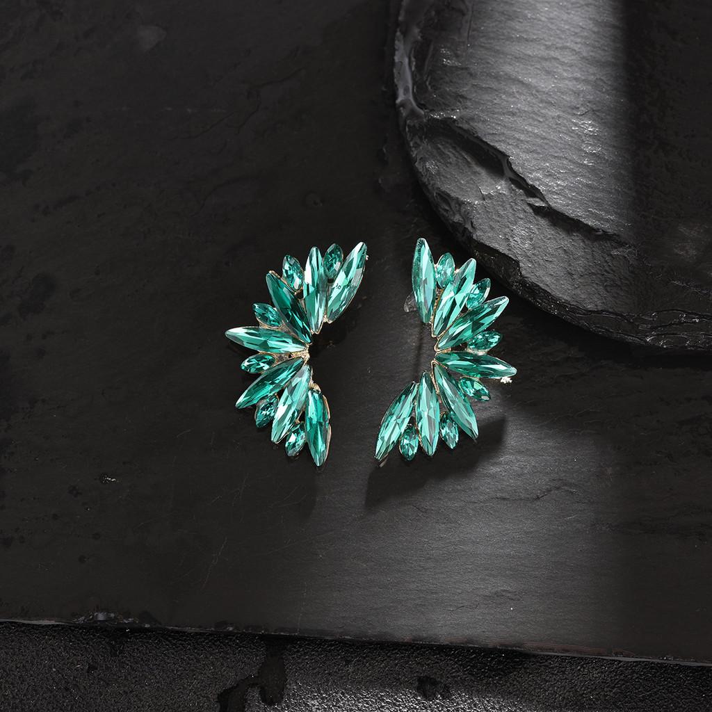 Wing Shape Water Diamond Earrings In Alloy With Electroplated Finish For Trendy Women