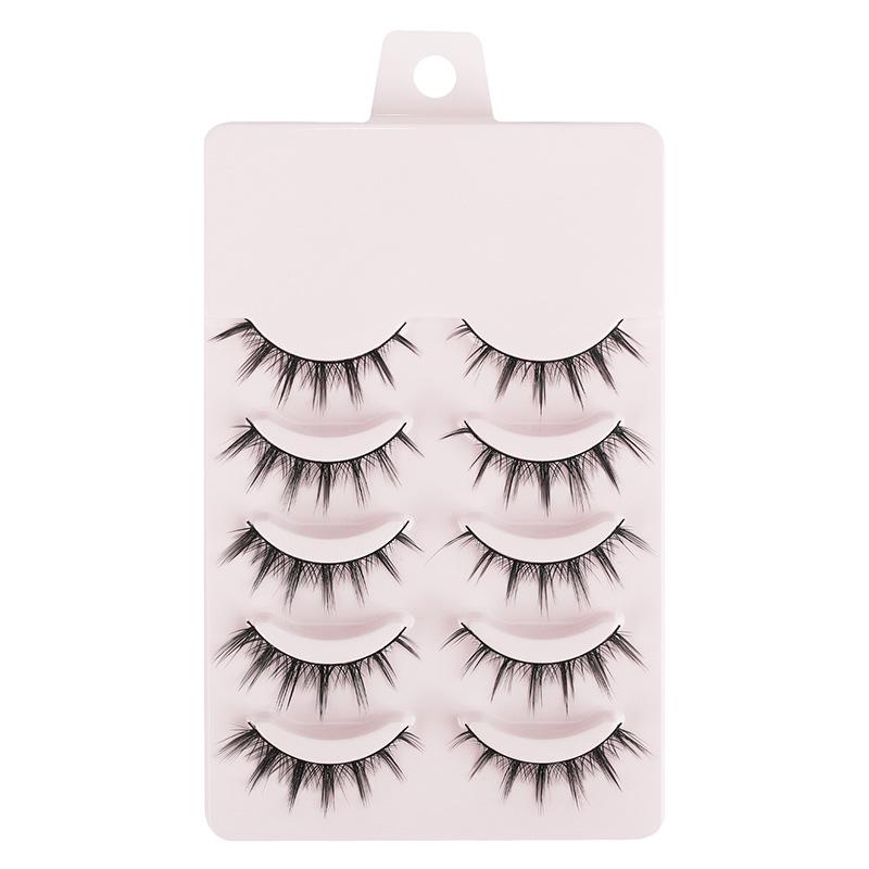 Five-Pair Set of Thick, Curly, 3D Fox-Eye Cat-Eye False Eyelashes