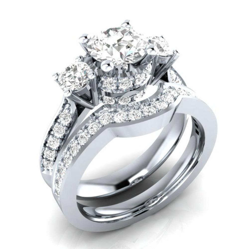 Trendy Women Rings Set Fashion Zircon Jewelry Elegant Stackable Rings for Women no. 6