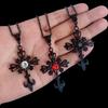 European & American Retro Ruby Black Cross Gothic Necklace