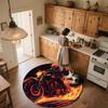 Flame Motorcycle,Round Area Rug,Carpet Rug for Living Room Bedroom Sofa Playroom Decor,Non-slip Floor Mat