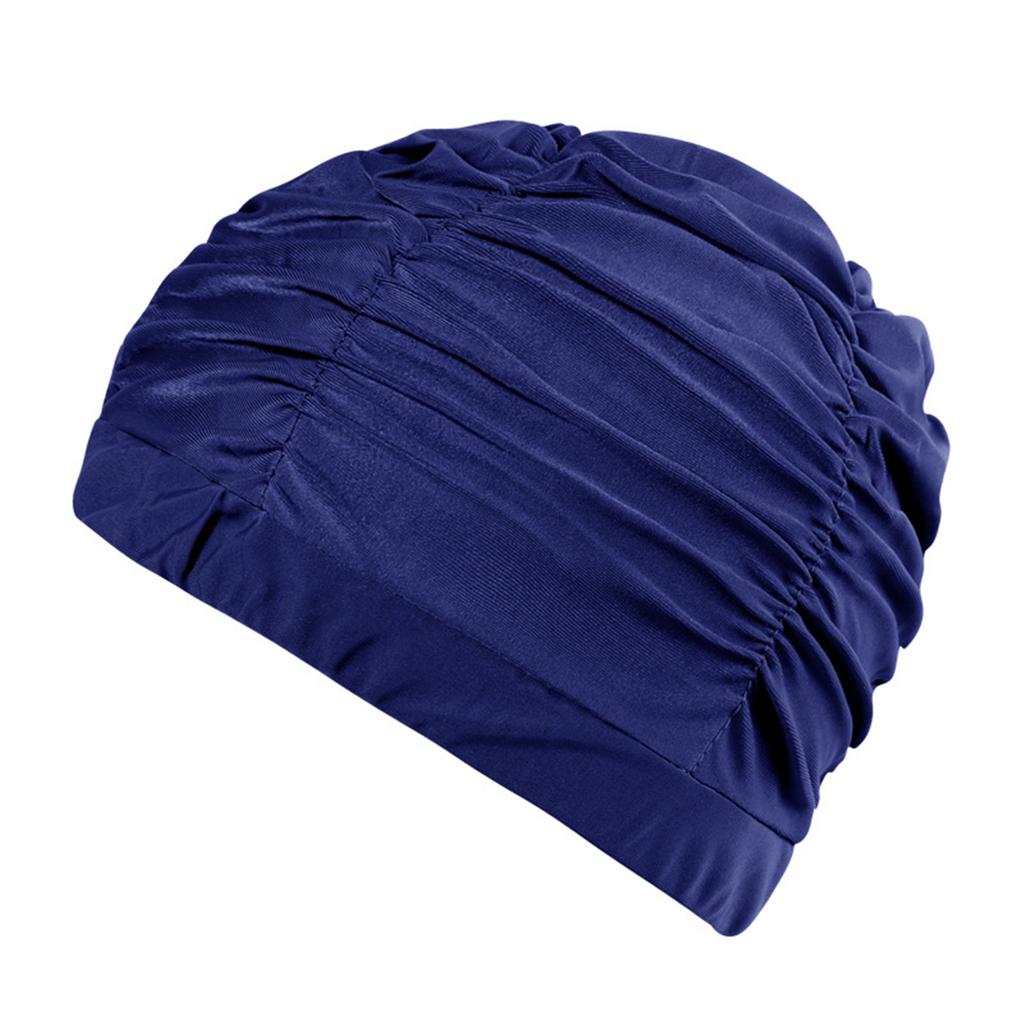 Fabric Swimming Cap for Women Man Pleated Elastic Comfort Bathing Cap Keep Hairstyle Unchanged Nylon Cloth Swim Cap