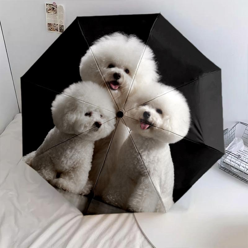 Motif adorables chiots, parapluie à pliage automatique, design portable et pliable, 8 baleines, un cadeau de Noël ou d'anniversaire.