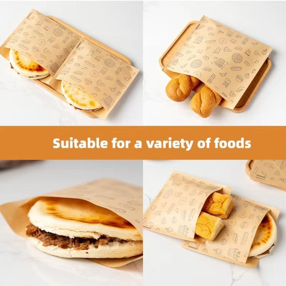 30Pcs Non-stick Kraft Paper Bag Disposable Baking Paper Food Packaging Bag  Kitchen Accessories