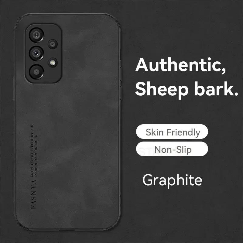 Luxury Sheepskin Leather Case for Samsung Galaxy A55 A35 A25 A15 A54 A34 A24 A14 A73 A53 A33 A23 A72 A52 32 M55 4G 5G Back Cover