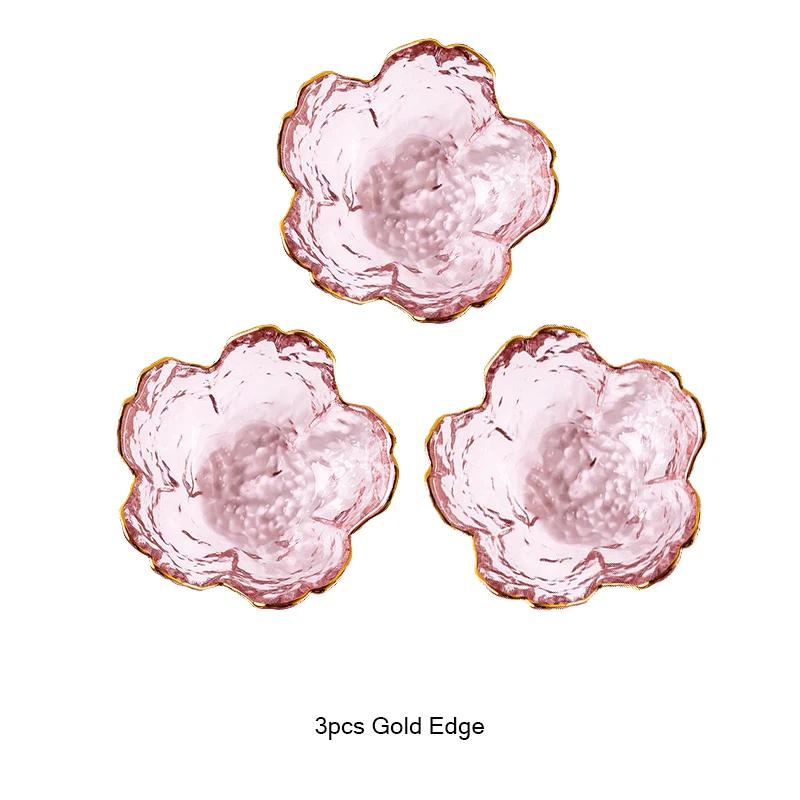 Cherry Blossom Sauce Dishes Small Glass Dish Sauce Bowl Gold Inlay Ice Cream Small Dinner Plates Kitchen Supplies