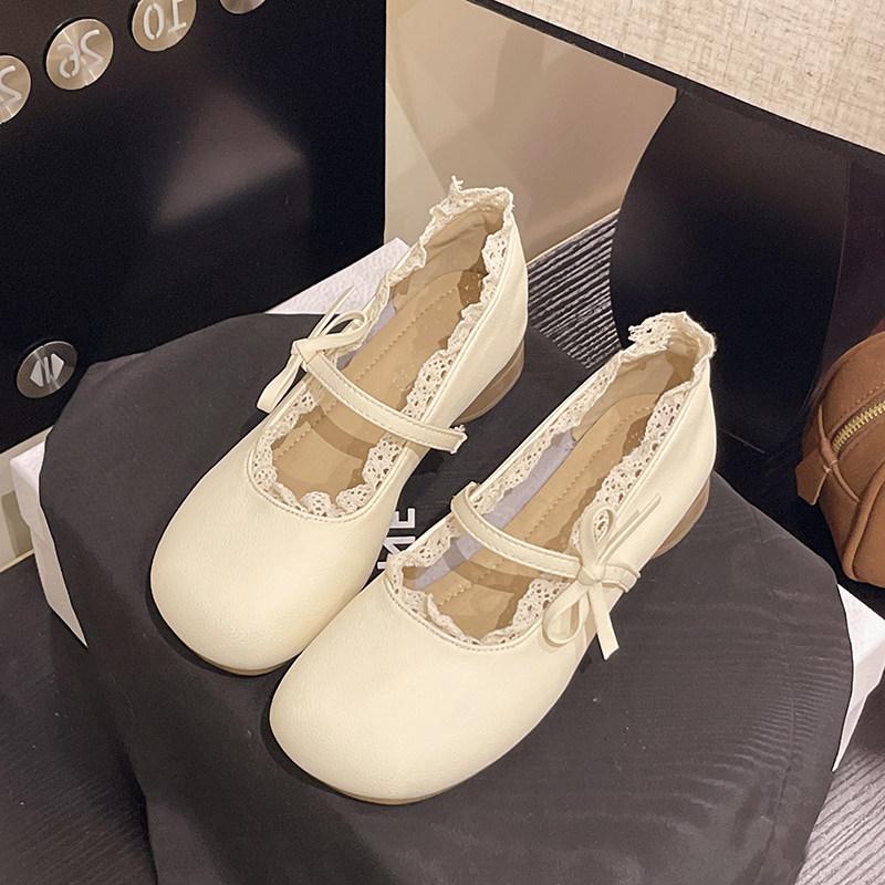 

Мэри Джейн туфли женские новые весенние универсальные мягкая подошва на одной педали с юбкой маленькие кожаные туфли 40