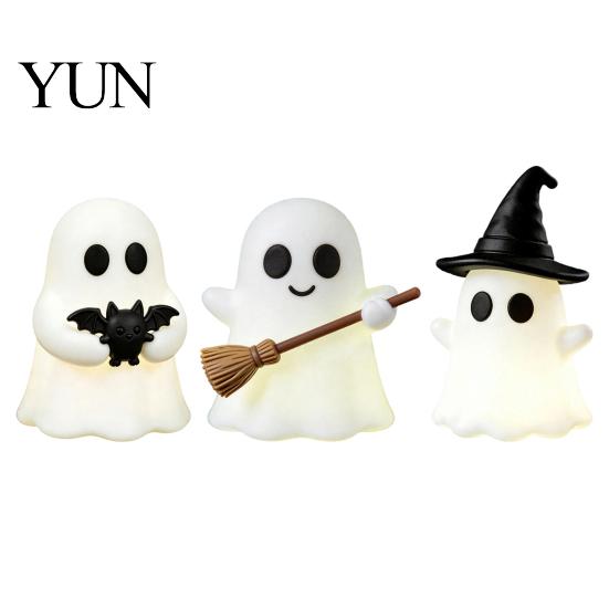 Themed Baking Decorations Halloween Luminous Mini Ghost Figurines, Glow in The Dark Cute Figurine Miniature Statue for Micro Landscape, Tiered