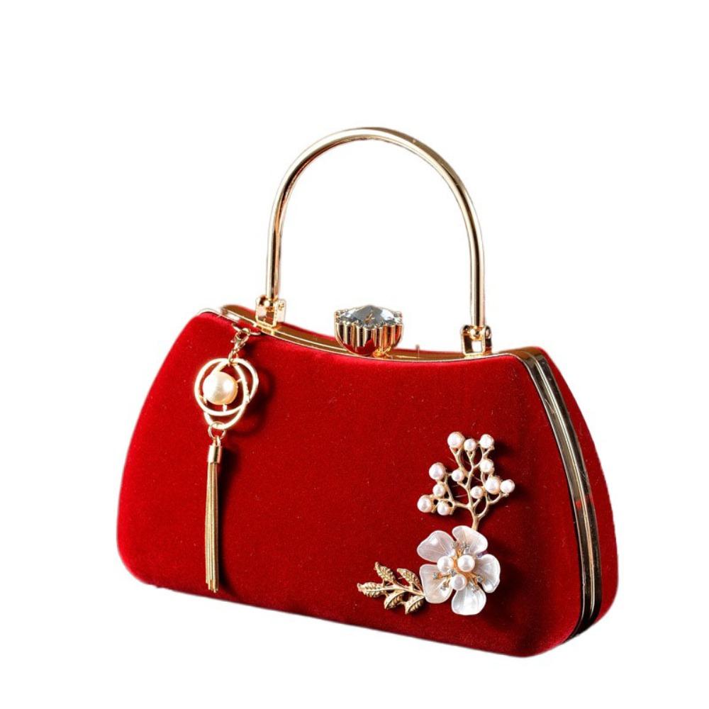 

Цветы Бархатная Вечерняя Сумка-Клатч с Кисточкой Модная Вечерняя Банкетная Сумка Свадебная красный