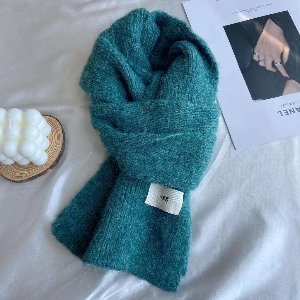 Korean Mixed-Color Mohair Wool Scarf for Women - Soft, Thickened Winter Neck Warmer, Trendy Student Style