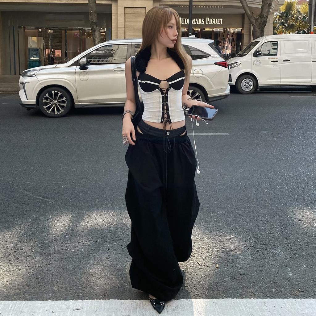 American retro comfortable casual street hipster European and American off-the-shoulder sexy neck straps trendy vest women