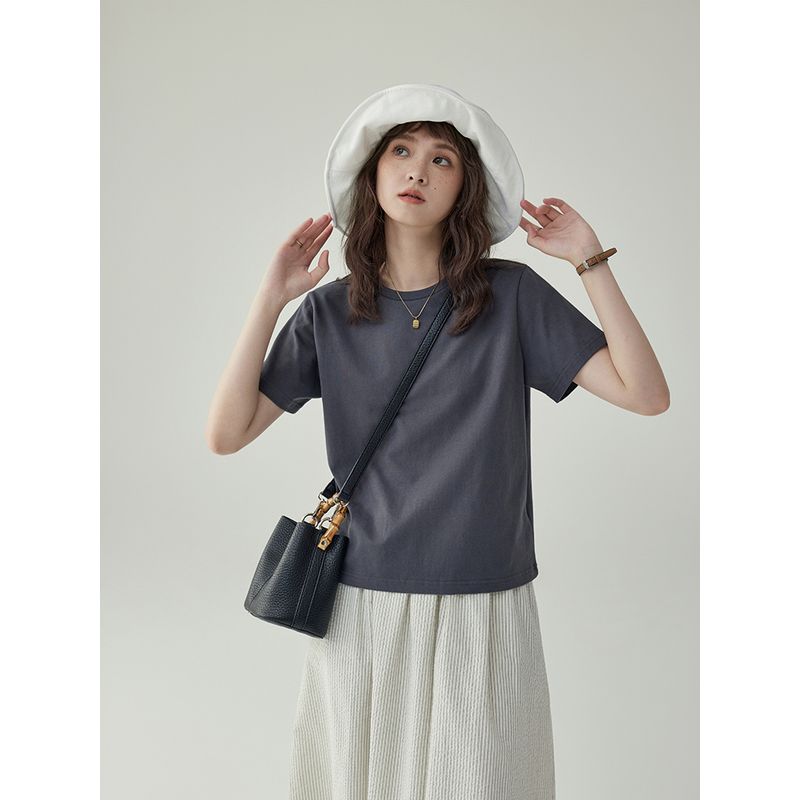 

Amuu North Island Japanese Retro Simple Short Sleeve T-Shirt Dark gray S