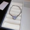 Korean Minimalist Cubic Zirconia Geometric Flower Cat's Eye Stone Bracelet - Elegant, High-End Wristband Jewelry for Women