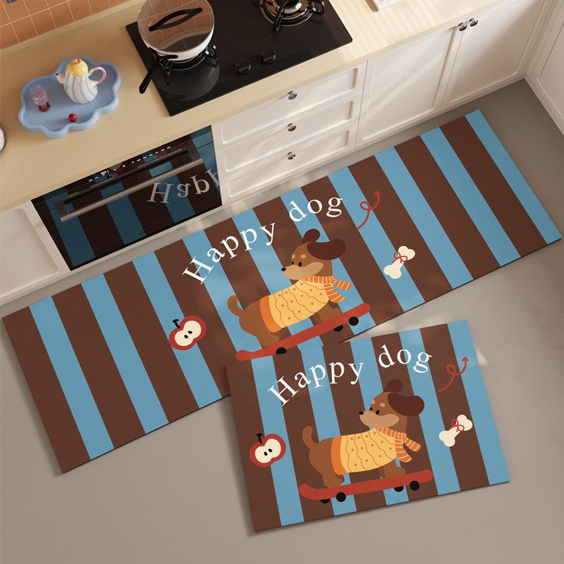 

Kitchen Floor Mat Cute Cartoon Water-Absorbing Quick-Drying Long Foot Mat Household Dirt-Resistant And Easy-To-Take-Care Diatom Mud Floor Mat 50*80cm