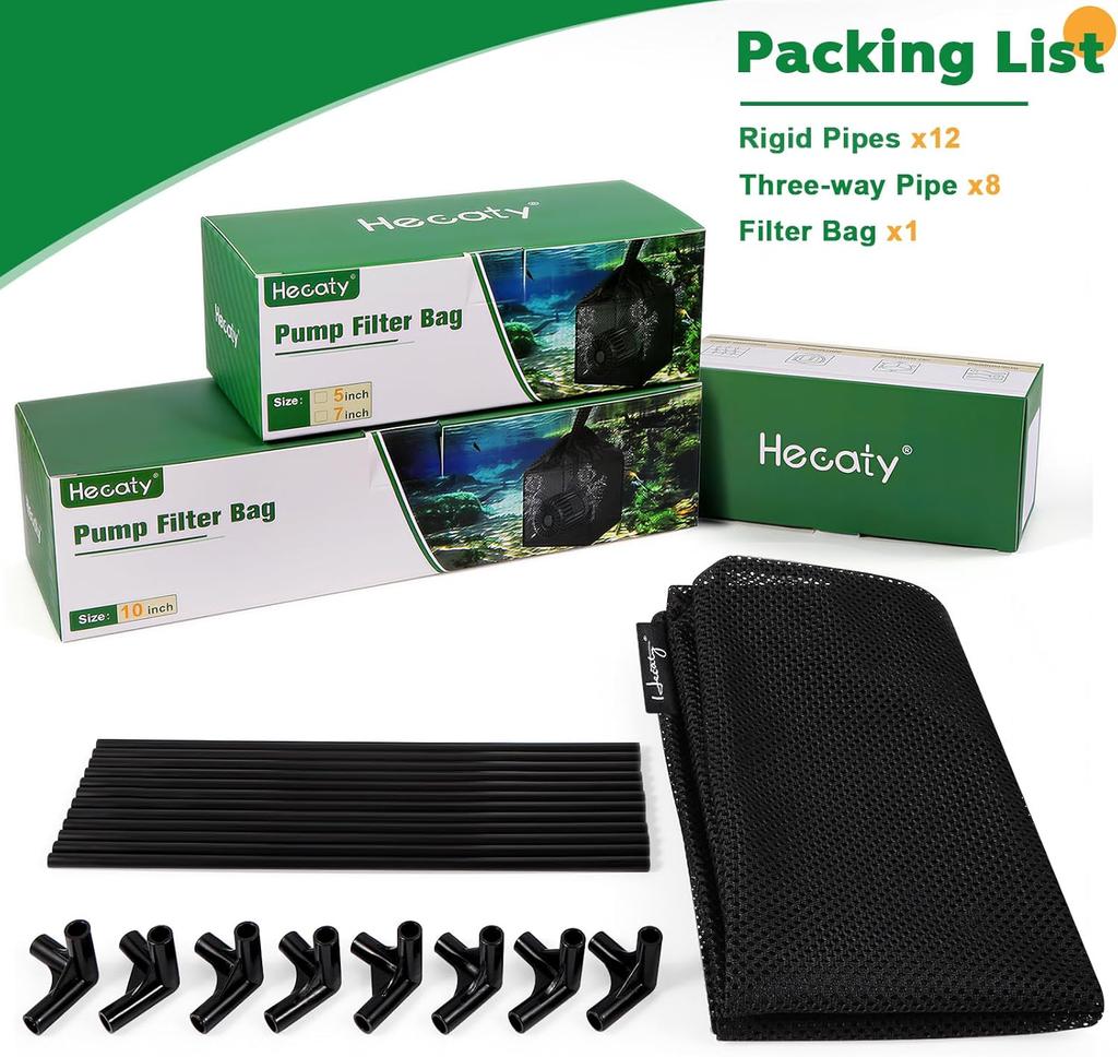Pond Filter Bag Pump Barrier Bag Anti-Clogging Cube Filter Box Black Media Bag Pump Mesh Bag For Outdoor Water Fish Ponds (7"X 2 Pack)