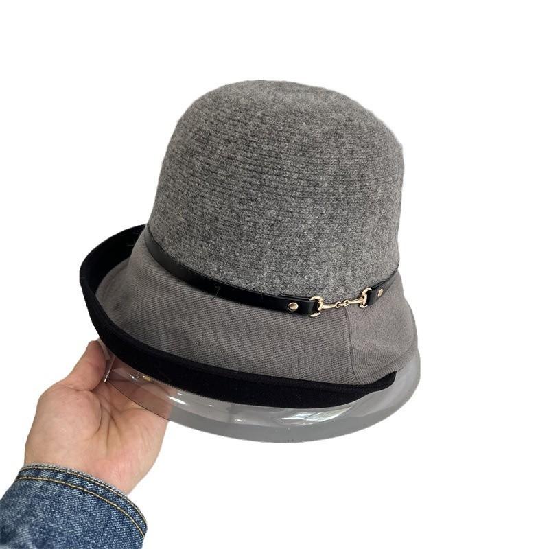 Cashmere Fisherman's Hat Children's Autumn and Winter Retro Versatile Warm Knitted Hat Premium Feeling Belt Decorative Basin Hat