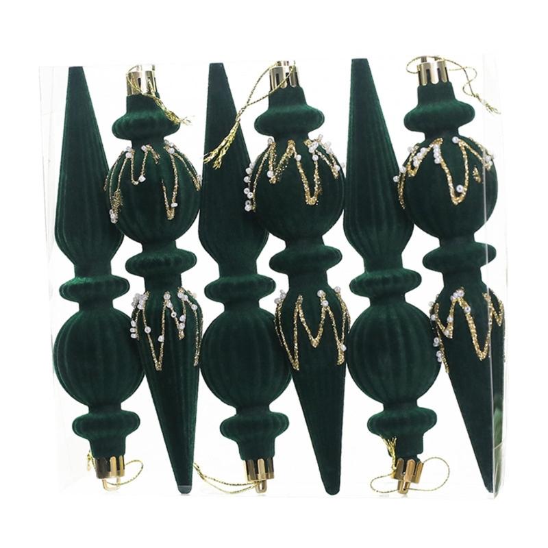 Set mit 6 gerippten Weihnachtsbaum-Anhängern, 18 cm Hängende Auswahl mit texturierter Oberfläche für Kränze, Zuhause und Party-Dekoration