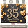 1pc Birthday 35th Glitter Balloon Elegant Hanging Banner Black Golden Polyester