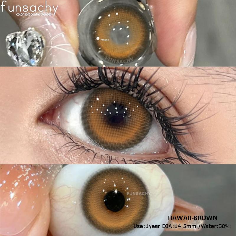 

FUNSACHY 1 пара натуральних коричневих контактних лінз для очей Косметичні краси Зіниці Сірі лінзи Різнокольорові контактні лінзи Кольорові лінзи