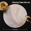 Round Placemats Feather Pressed Washable Gold Table Mats Dining Pressed Leaf Vinyl Place For Holiday Wedding Party Decoration